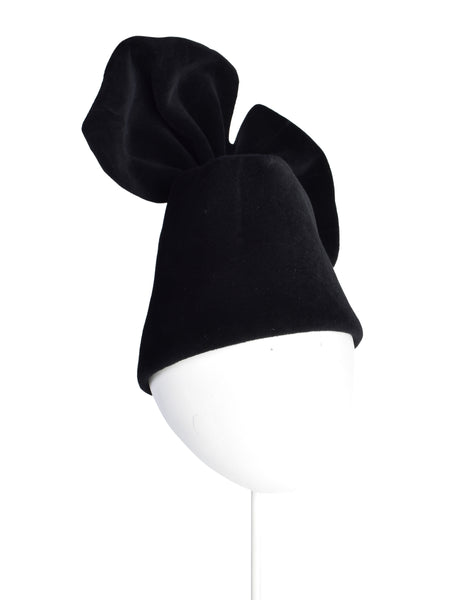 Philippe Model Vintage 1980s Avant Garde Black Wool Bow Hat