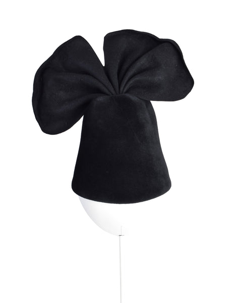 Philippe Model Vintage 1980s Avant Garde Black Wool Bow Hat
