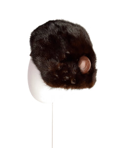 Pierre Balmain Vintage 1960s Brown Mink Fur Leather Hat