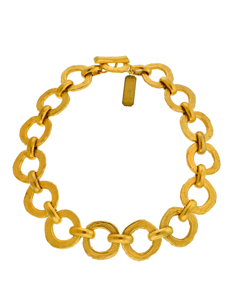 Pierre Cardin Vintage 1980s Artisanal Brushed Gold Round