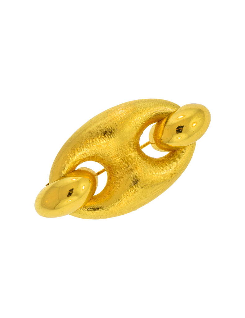 Vintage 80s Coin Brooch Gold Tone Matte European Roman