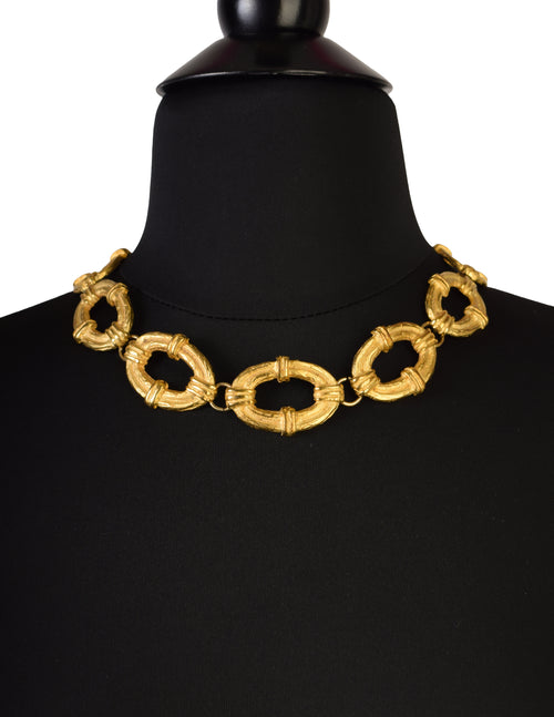 Pierre Cardin Vintage 1980s Artisanal Brushed Gold Textured Oval