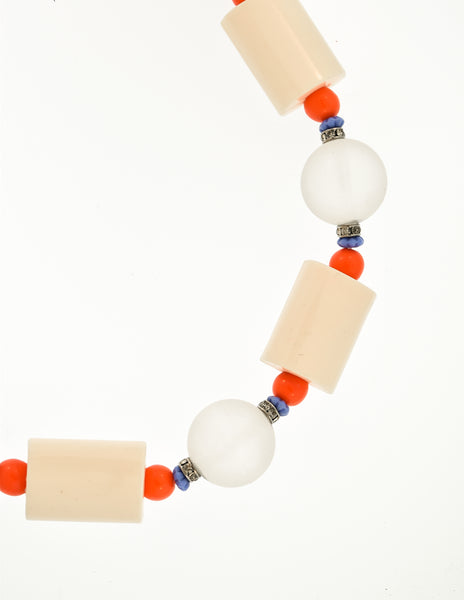 Vintage Pierre Cardin Frosted Ball Colorful Bead Necklace