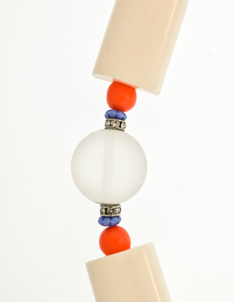 Vintage Pierre Cardin Frosted Ball Colorful Bead Necklace