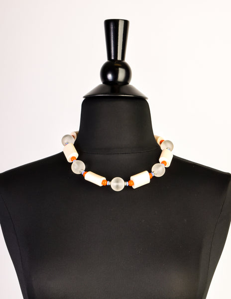 Vintage Pierre Cardin Frosted Ball Colorful Bead Necklace