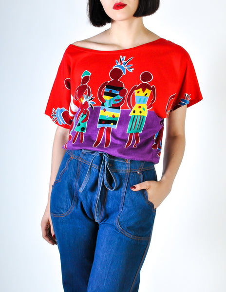 Pierre Cardin Vintage Graphic Tribal Scene Shirt
