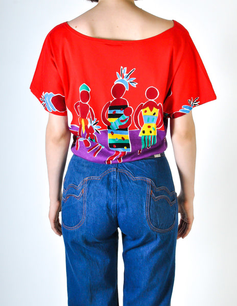 Pierre Cardin Vintage Graphic Tribal Scene Shirt