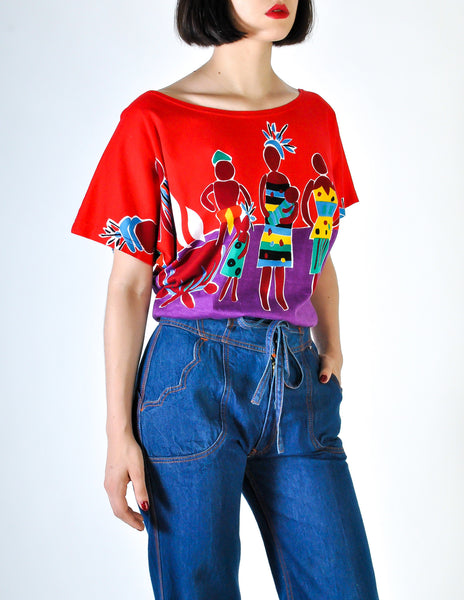 Pierre Cardin Vintage Graphic Tribal Scene Shirt