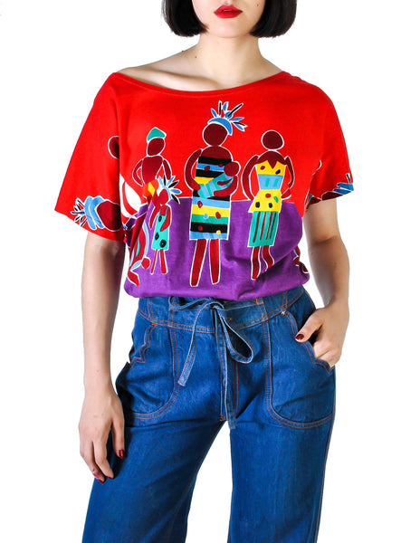 Pierre Cardin Vintage Graphic Tribal Scene Shirt
