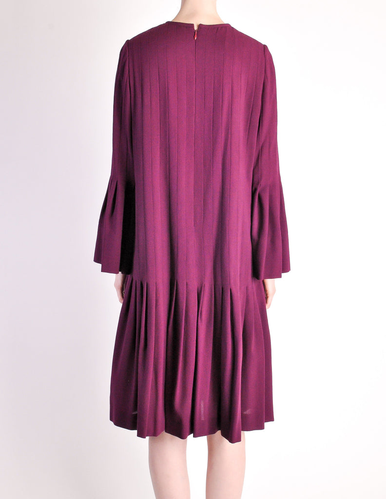 Pierre Cardin Vintage Purple Wool Pleated Dress Amarcord Vintage