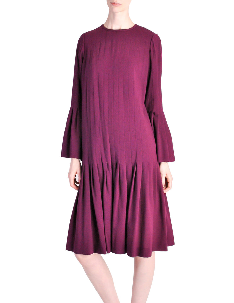 Pierre Cardin Vintage Purple Wool Pleated Dress Amarcord Vintage