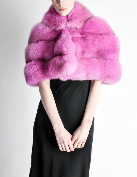 Amarcord Recycled Hot Pink Fox Fur Stole - Amarcord Vintage Fashion
 - 2
