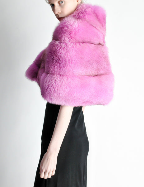 Amarcord Recycled Hot Pink Fox Fur Stole - Amarcord Vintage Fashion
 - 4