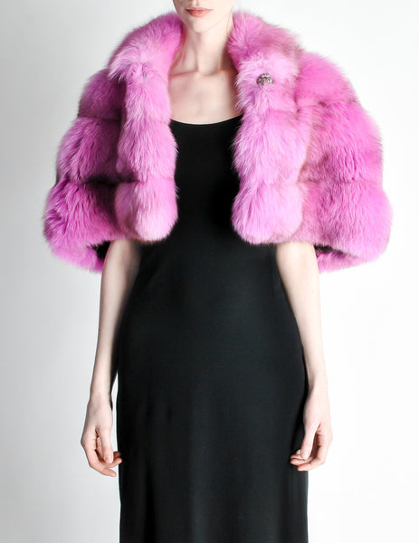 Amarcord Recycled Hot Pink Fox Fur Stole - Amarcord Vintage Fashion
 - 3