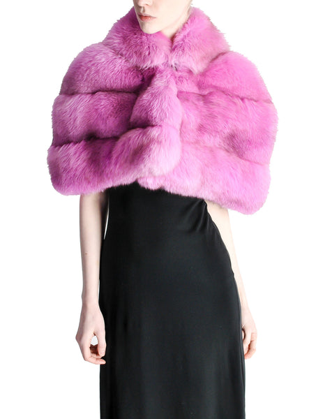 Amarcord Recycled Hot Pink Fox Fur Stole - Amarcord Vintage Fashion
 - 1