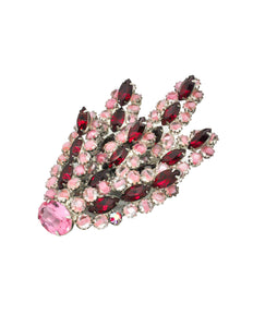 Vintage 1960s Red and Pink Glass Rhinestone Brooch