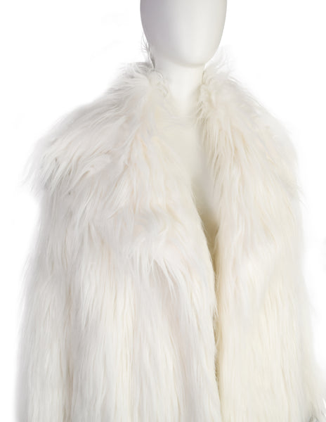 Plein Sud Vintage White Faux Fur Coat