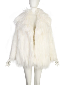 Plein Sud Vintage White Faux Fur Coat