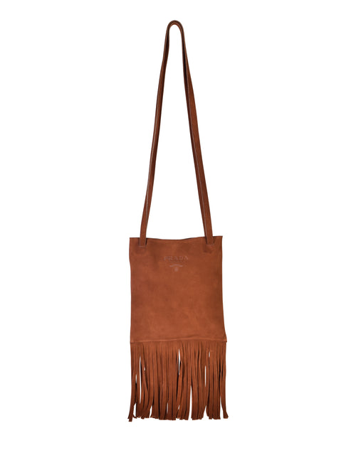Prada Vintage Brown Suede Fringe Crossbody Shoulder Tote Bag – Amarcord  Vintage Fashion