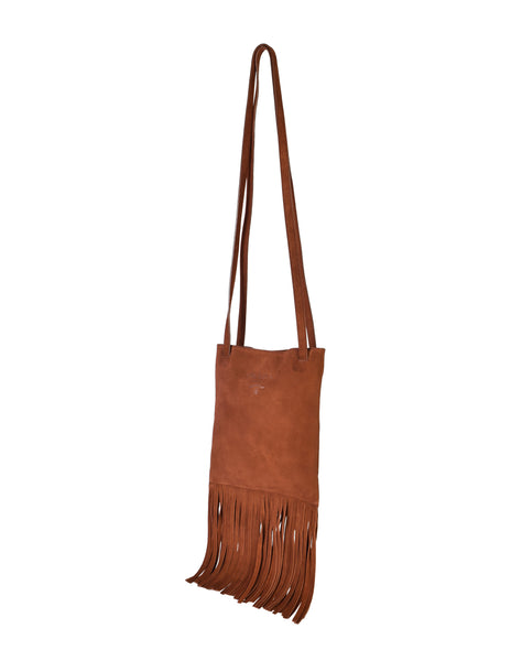 Prada Vintage Brown Suede Fringe Crossbody Shoulder Tote Bag