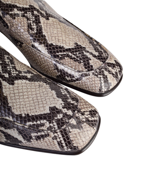 Prada Vintage Mens Roccia Python Snakeskin Square Toe Loafer Shoes