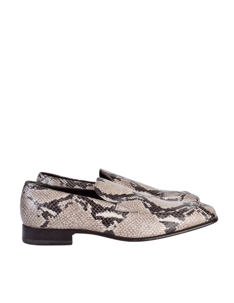 Prada Vintage Mens Roccia Python Snakeskin Square Toe Loafer Shoes