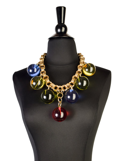 Multi Coloured Acrylic Bead Statement Necklace | Olivia Divine Jewellery |  SilkFred US