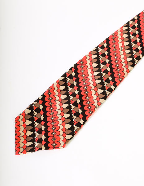 Emilio Pucci Vintage Multicolor Graphic Silk Neck Tie