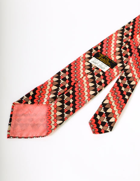 Emilio Pucci Vintage Multicolor Graphic Silk Neck Tie