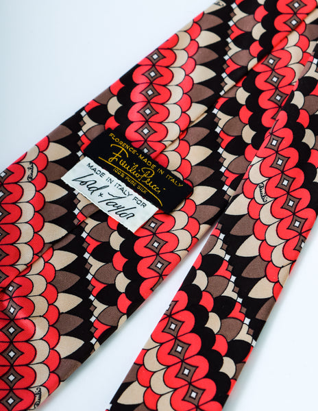 Emilio Pucci Vintage Multicolor Graphic Silk Neck Tie