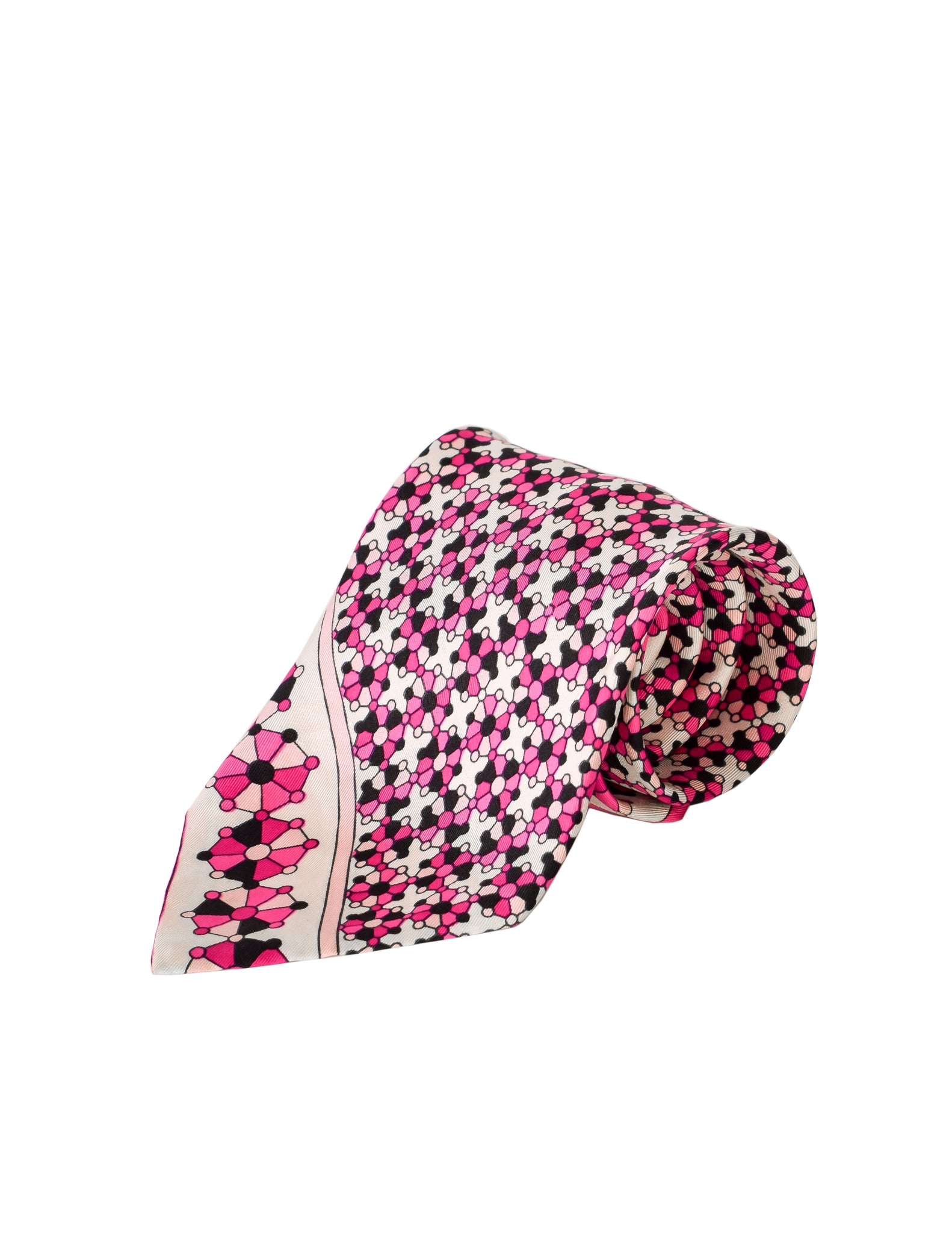 Emilio Pucci Vintage Pink Graphic Mod Silk Neck Tie