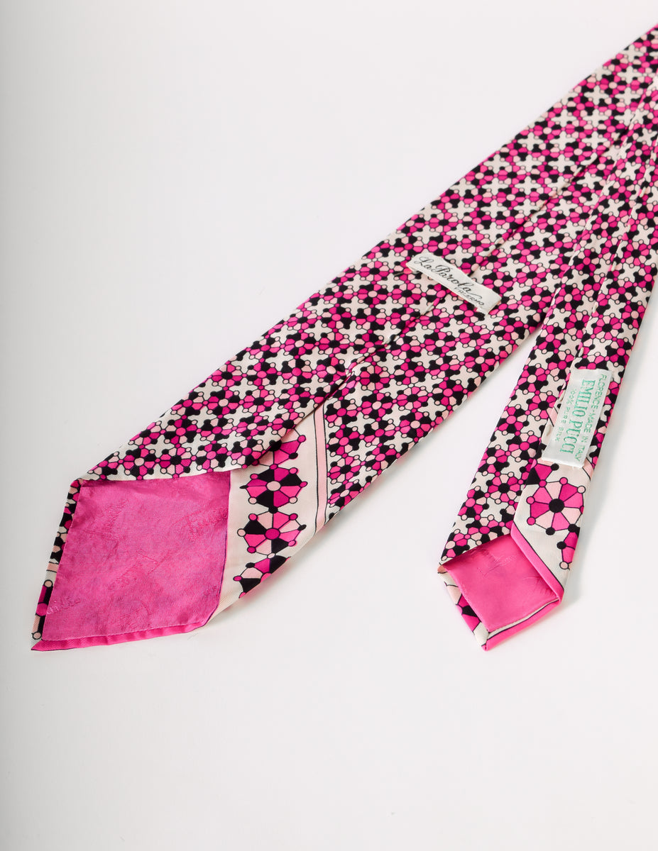 Emilio Pucci Vintage Pink Graphic Mod Silk Neck Tie – Amarcord Vintage ...