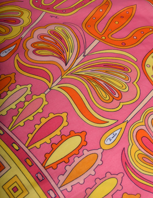 Pucci Vintage Incredible Psychedelic Geometric Mod Floral Pink