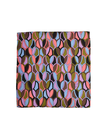 Emilio Pucci Vintage 1960s Multicolor Tulip Print Silk Pocket Square Scarf