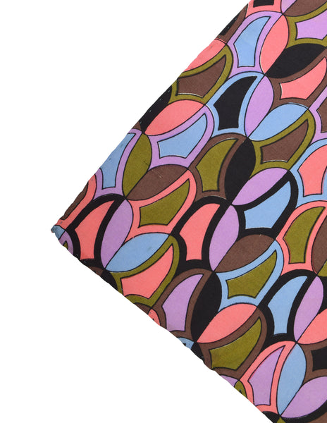 Emilio Pucci Vintage 1960s Multicolor Tulip Print Silk Pocket Square Scarf