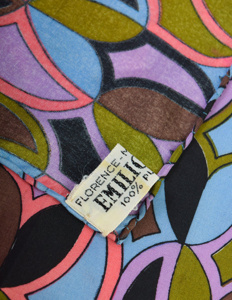 Emilio Pucci Vintage 1960s Multicolor Tulip Print Silk Pocket Square Scarf