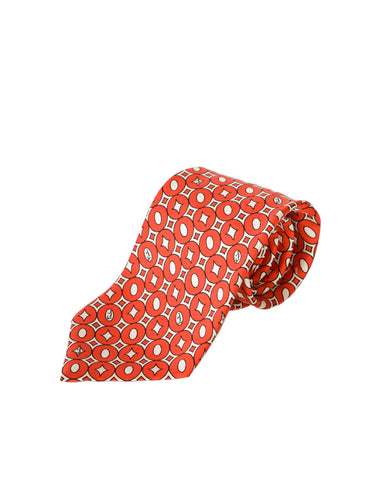 Emilio Pucci Vintage Red Graphic Silk Neck Tie