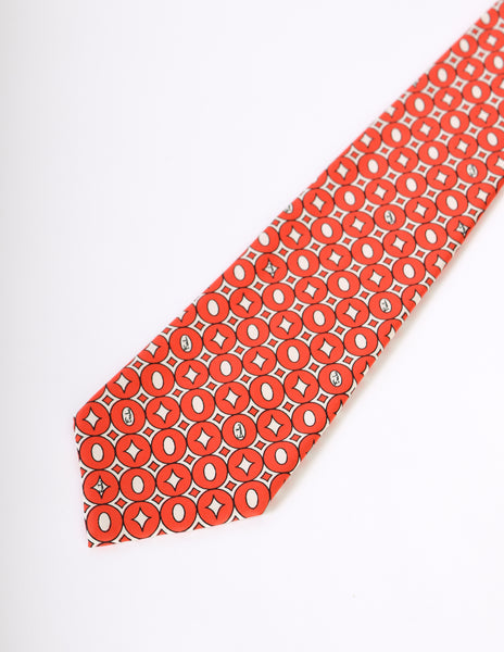 Emilio Pucci Vintage Red Graphic Silk Neck Tie