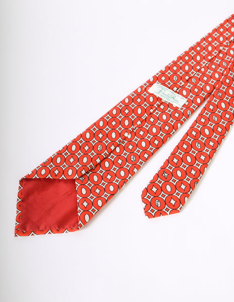 Emilio Pucci Vintage Red Graphic Silk Neck Tie