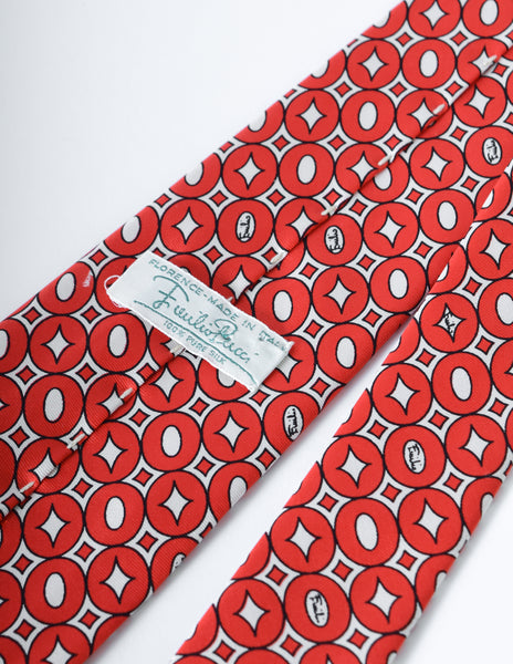 Emilio Pucci Vintage Red Graphic Silk Neck Tie