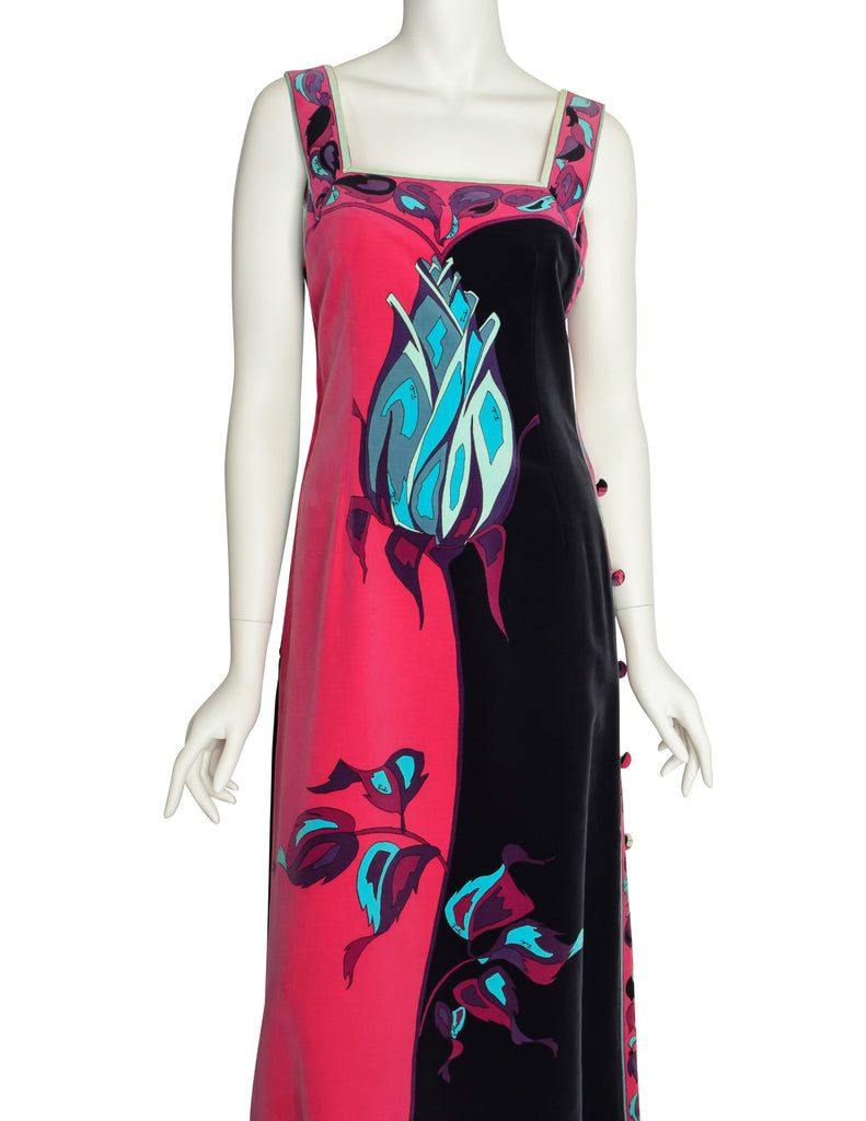 Emilio Pucci Pink Sleeveless Signature Print Sheath Cotton Dress