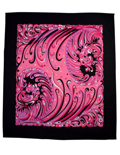 Pucci Vintage Massive Pink Black Graphic Print Rectangular Sarong Pareo Wrap Scarf