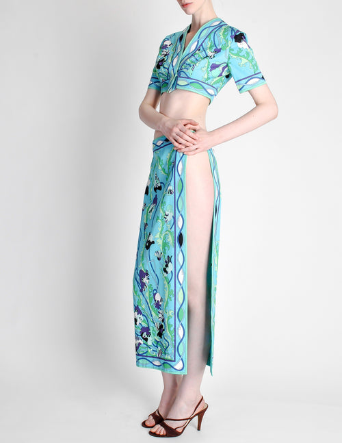 Emilio Pucci Vintage Blue Floral Print Harem Set – Amarcord