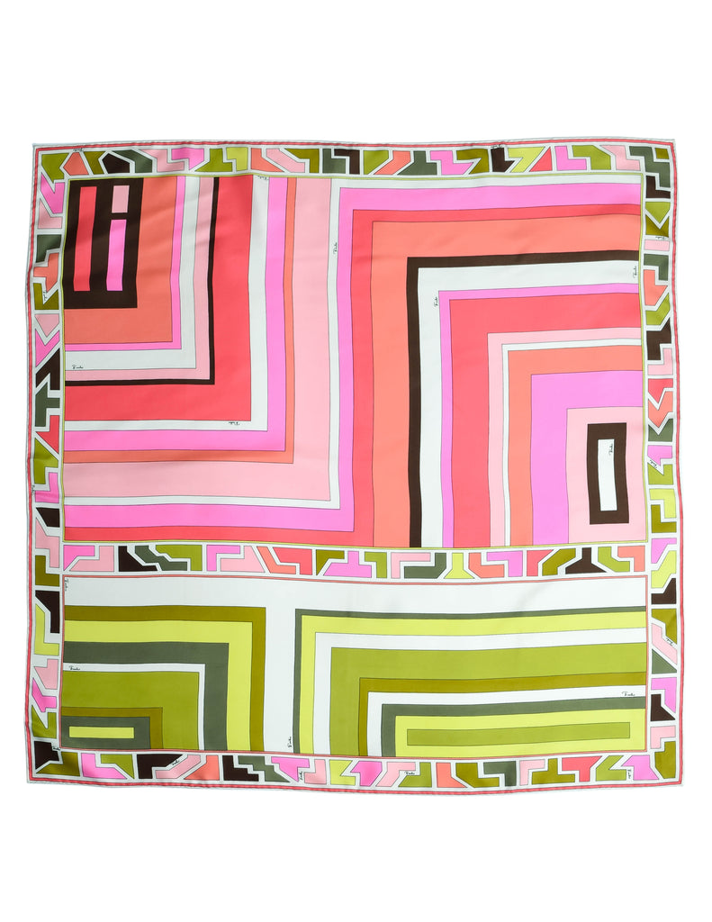 Authentic EMILIO PUCCI 100% silk square scarf vintage print abstract  geometric