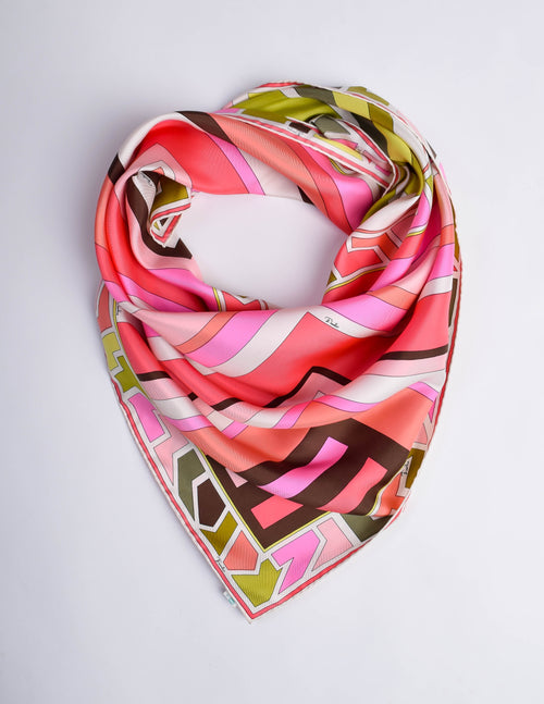 Pink and on sale green silk scarf
