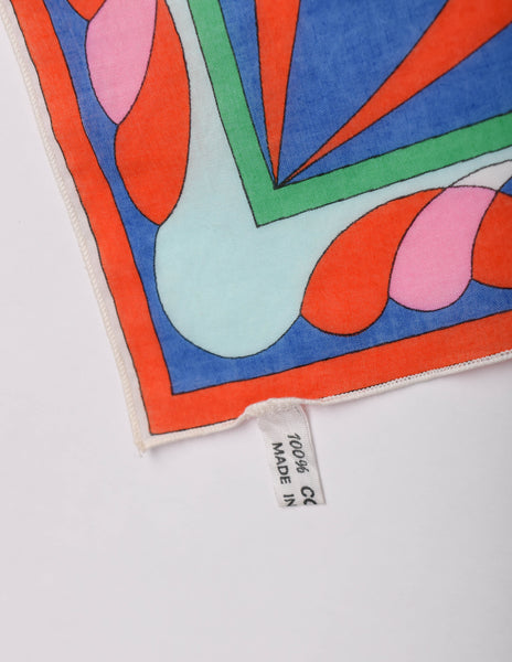 Pucci Vintage Multicolor Geometric Print Cotton Scarf