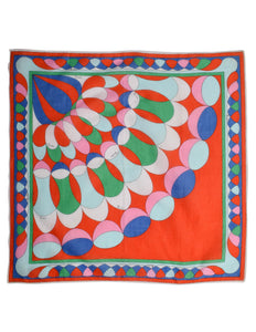 Pucci Vintage Multicolor Geometric Print Cotton Scarf