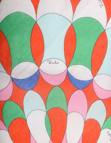 Pucci Vintage Multicolor Geometric Print Cotton Scarf
