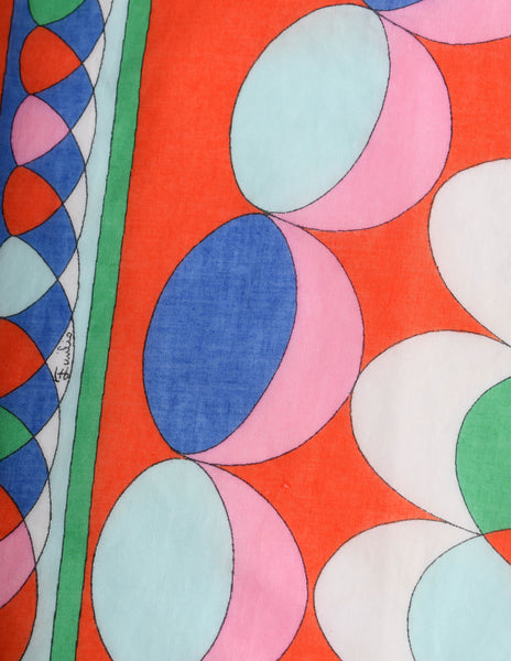 Pucci Vintage Multicolor Geometric Print Cotton Scarf