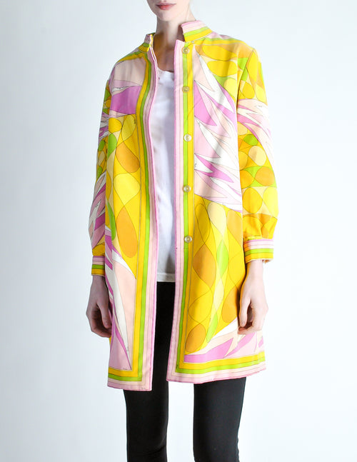 EMILIO PUCCI イエローロングコート美品　M Emilio Pucci Vintage Op Art Print Velvet Coat – Amarcord Vintage